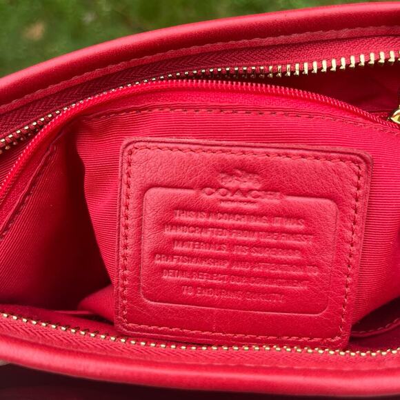 COACH Signature Leather Racing Stripe, Brown and Red, Crossbody VALENTINE’S DAY - Picture 5 of 16